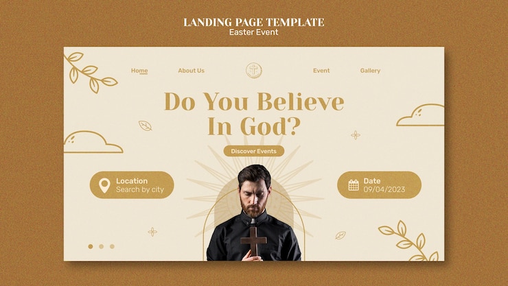PSD Gratis happy easter celebration landing page
