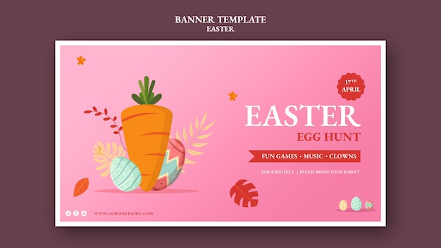 Gratis PSD happy easter egg hunt horizontale banner