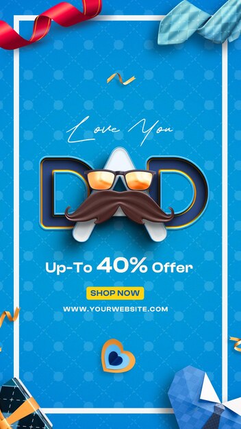 Happy Fathers Day Sale Advertising Instagram Story con effetto di testo modificabile