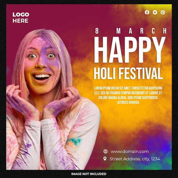 PSD gratuito happy holi festival publicaciones en redes sociales