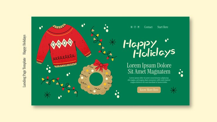 PSD Gratis happy holidays  landing page template