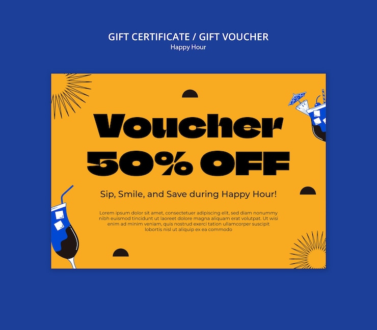 PSD Gratis happy hour celebration gift certificate