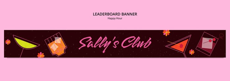 PSD Gratis happy hour celebration leaderboard template