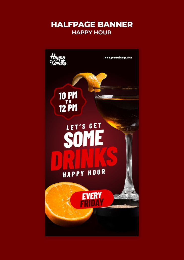 Gratis PSD happy hour kortingssjabloon