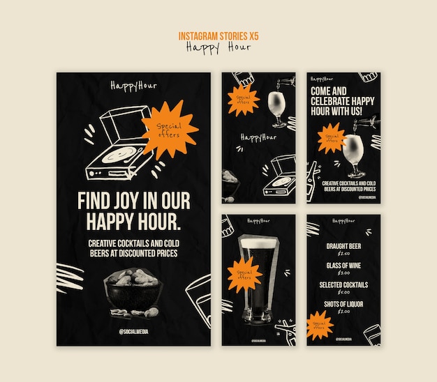 Gratis PSD happy hour sjabloonontwerp