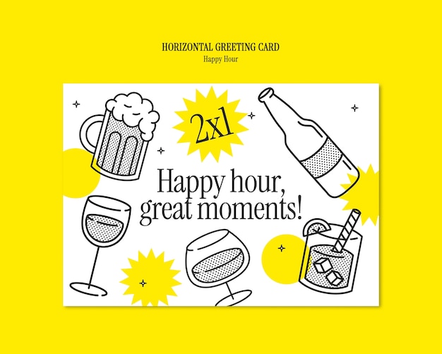 Gratis PSD happy hour viering groeten kaart sjabloon