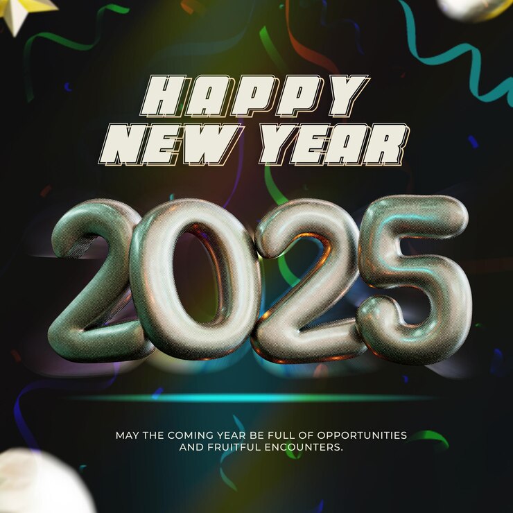 PSD Gratis happy new year 2025 banner design 3d render concept