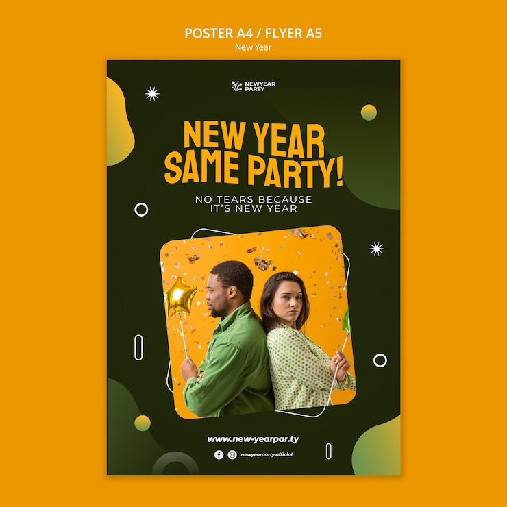 PSD Gratis happy new year vertical print template