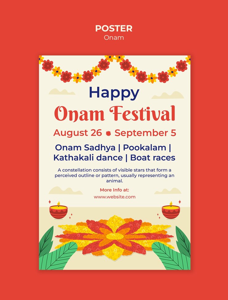 PSD gratuito happy onam festival poster