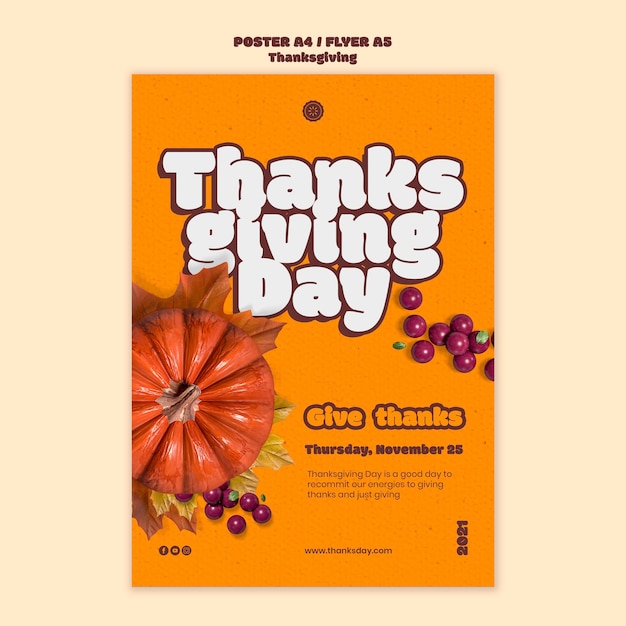 Gratis PSD happy thanksgiving day verticale afdruksjabloon