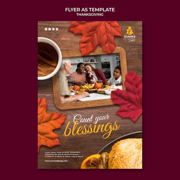 Gratis PSD happy thanksgiving day verticale afdruksjabloon