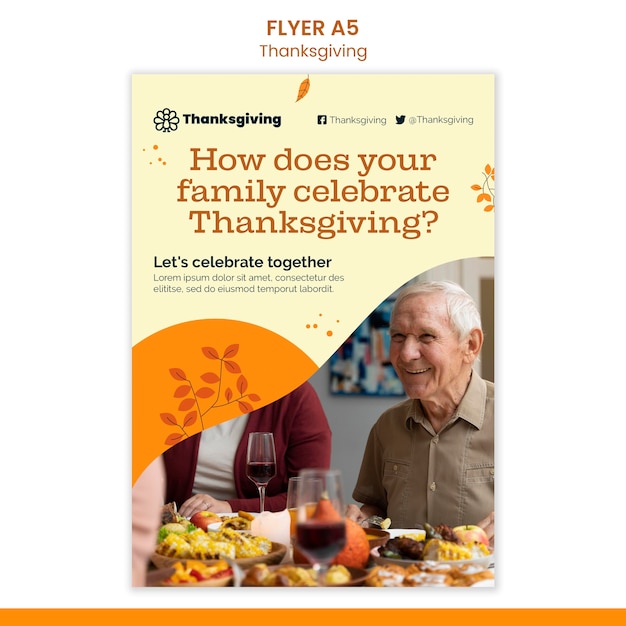 Gratis PSD happy thanksgiving day verticale afdruksjabloon