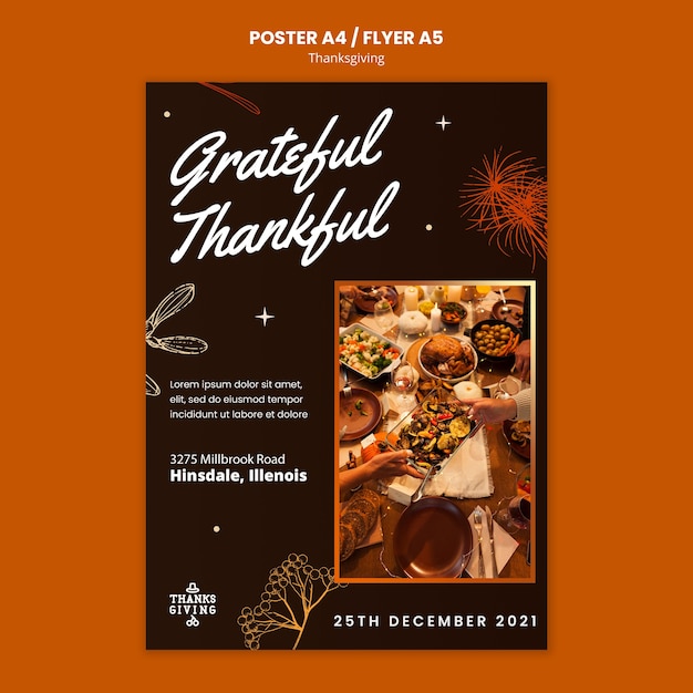 Gratis PSD happy thanksgiving verticale afdruksjabloon