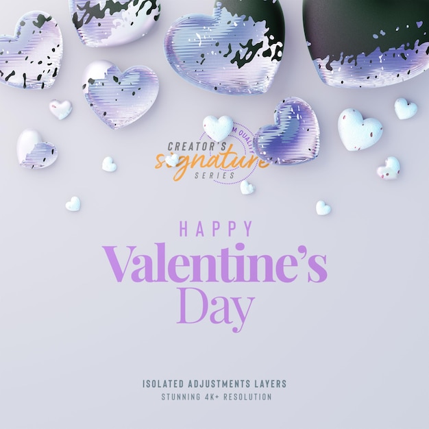 Happy Valentines Day Achtergrond Mockup met Decoratieve Love Hearts Bovenaanzicht