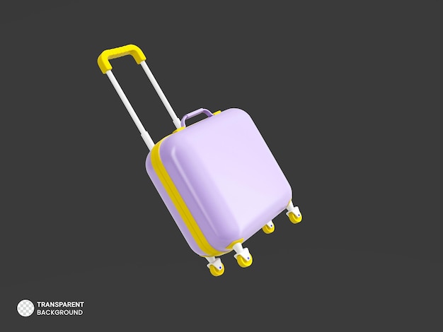 Hardside reisbagage koffer geïsoleerd pictogram 3d render illustratie