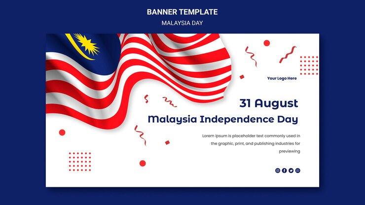 PSD Gratis hari merdeka malaysian independence banner web template
