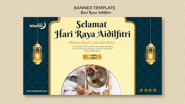 Gratis PSD hari raya aidilfitri banner concept