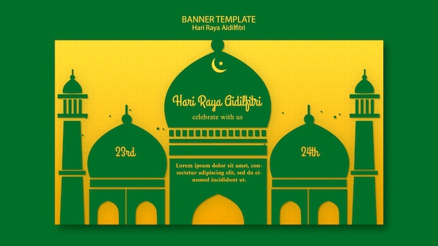 Gratis PSD hari raya aidilfitri-bannermalplaatje met illustratie