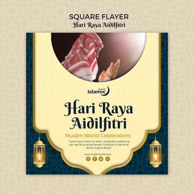 Gratis PSD hari raya aidilfitri flyer thema