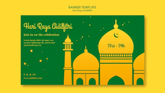 Hari raya aidilfitri sjabloon voor horizontale spandoek