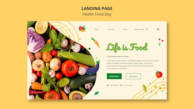 Gratis PSD health food day bestemmingspagina websjabloon