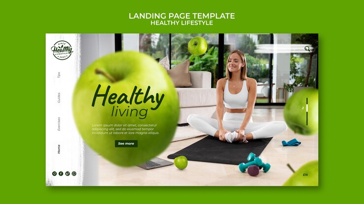 PSD Gratis healthy lifestyle landing page
