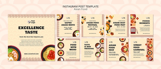 Gratis PSD heerlijk aziatisch eten instagram postset