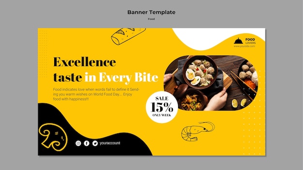 Heerlijk eten horizontale sjabloon voor spandoek