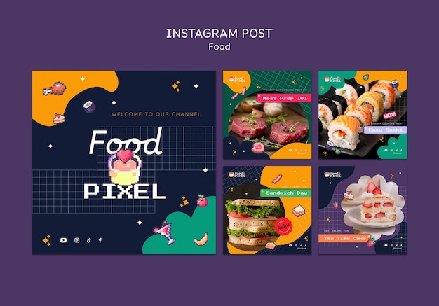 Gratis PSD heerlijk eten instagram posts-sjabloon