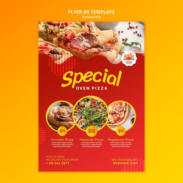 Heerlijk eten pizzeria folder sjabloon