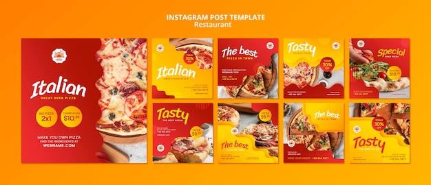 Gratis PSD heerlijk eten pizzeria instagram berichten sjabloon