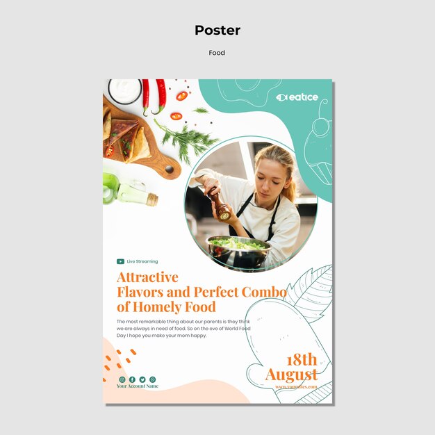 Heerlijk eten poster sjabloon