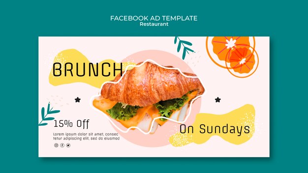 Gratis PSD heerlijk eten restaurant facebook sjabloon