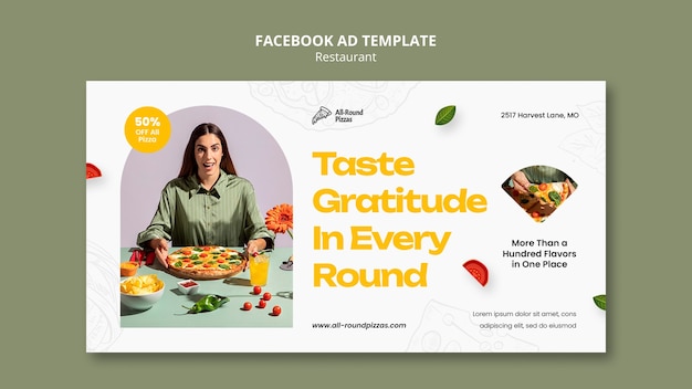 Gratis PSD heerlijk eten restaurant facebook sjabloon