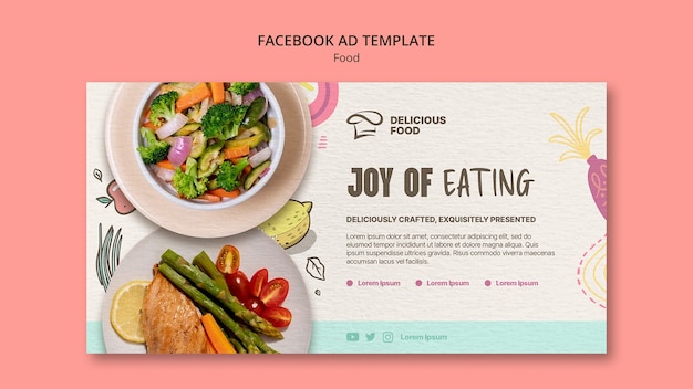 Gratis PSD heerlijk eten restaurant facebook sjabloon