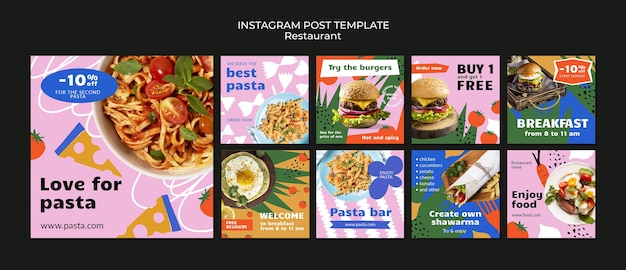 Gratis PSD heerlijk eten restaurant instagram posts