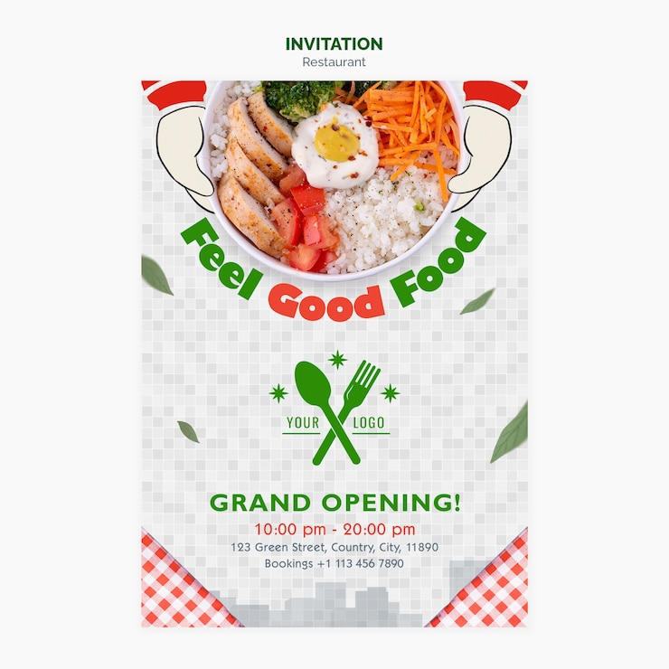 Gratis PSD heerlijk eten restaurant uitnodiging