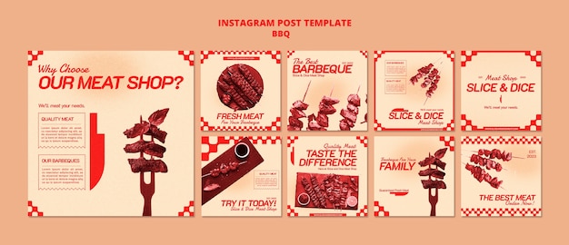 Gratis PSD heerlijke bbq-instagramposts