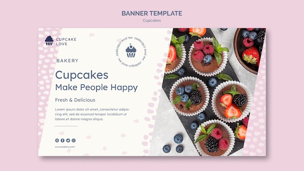 Gratis PSD heerlijke cupcakes sjabloon voor spandoek