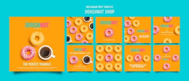 Gratis PSD heerlijke donut shop instagram posts