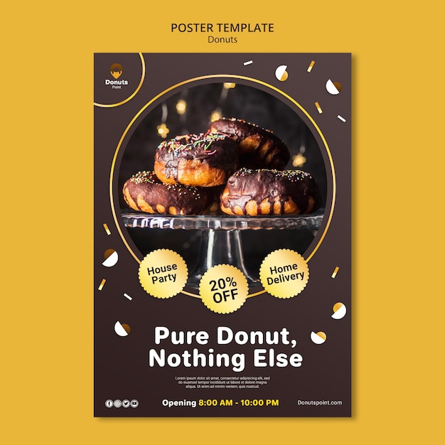 Heerlijke donuts poster sjabloon met foto