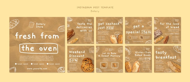 Gratis PSD heerlijke gebakken goederen instagram-berichten