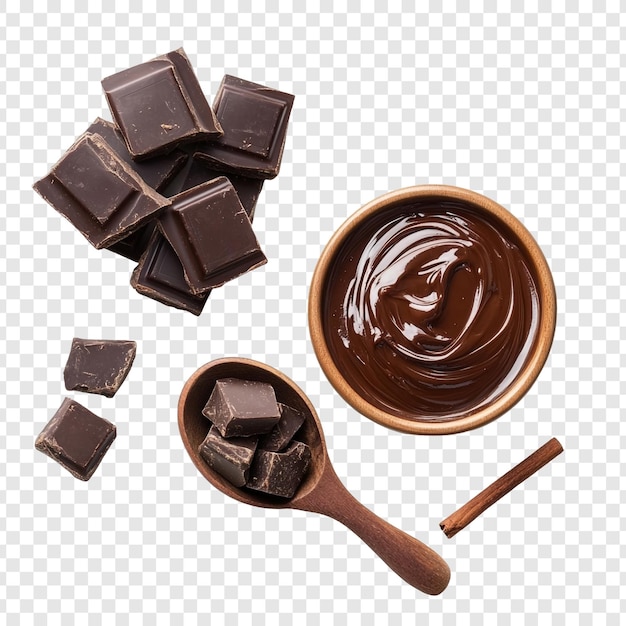 Heerlijke gesmolten chocolade en gebroken chocoladerepen