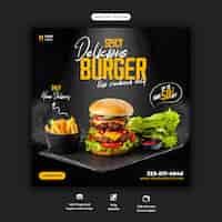 Gratis PSD heerlijke hamburger en eten menu social media bannersjabloon