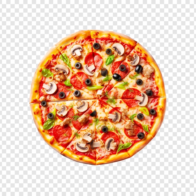 Gratis PSD heerlijke kaas pizza geïsoleerd op een transparante achtergrond.