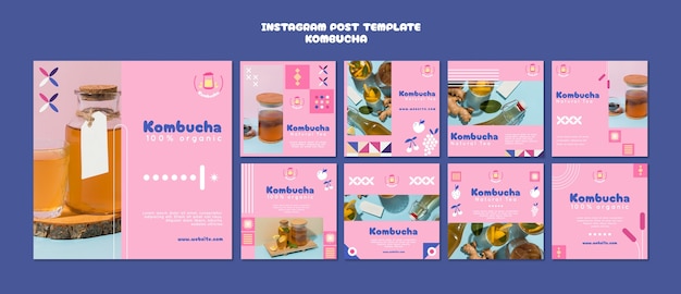 Gratis PSD heerlijke kombucha instagram-posts