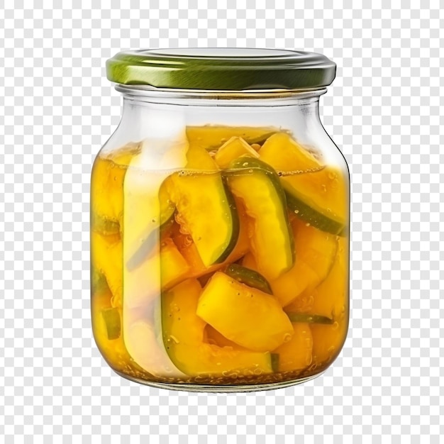 Gratis PSD heerlijke mango pickle in een glazen pot geïsoleerd op een transparante achtergrond
