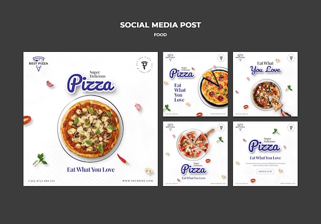 Heerlijke pizza social media postsjabloon