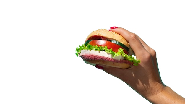 Heerlijke sandwich in de hand gehouden