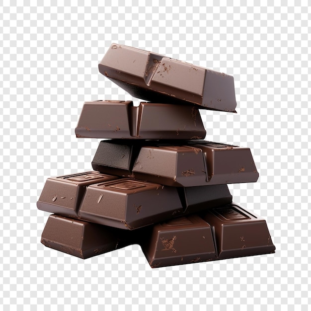 Gratis PSD heerlijke stukjes donkere chocolade geïsoleerd op een transparante achtergrond